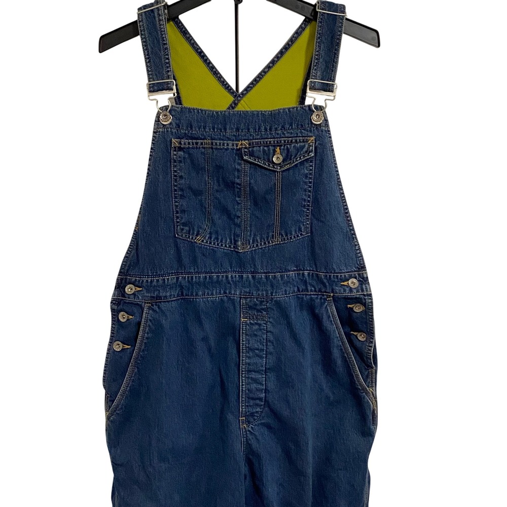 Retro Gorpcore GAP Denim Overalls Womens L Blue Fleece Lined Bib Workwear - Picture 2 of 6